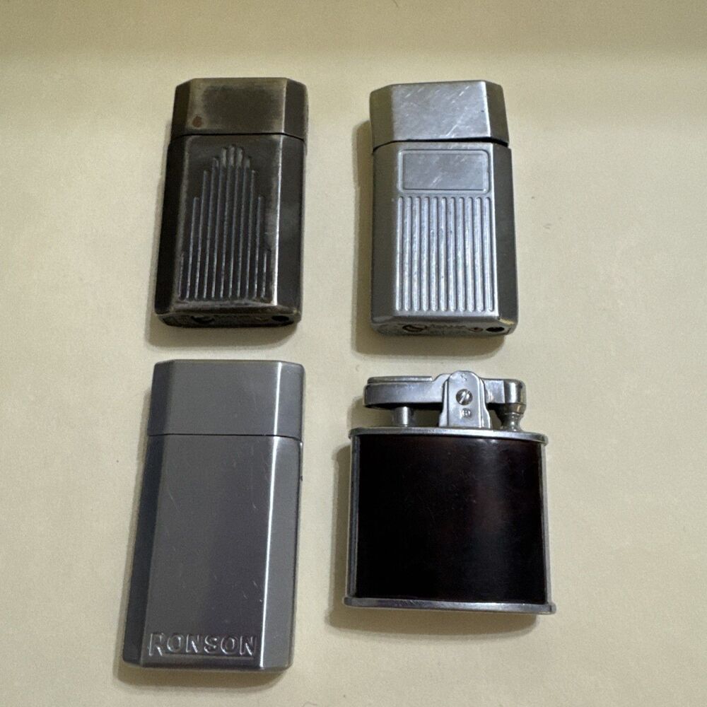 Lot of 4 Vintage Ronson Refillable Lighters Untested AS-IS